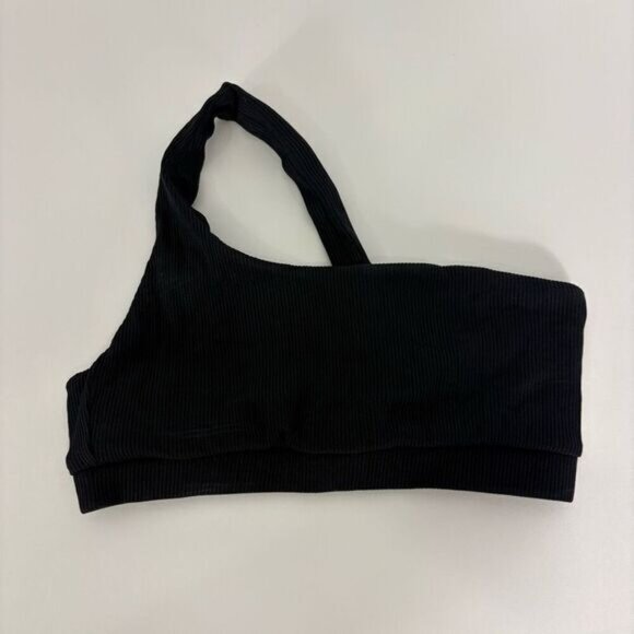 Mimi The Label Black Ribbed One Shoulder Swimsuit Top Size Small - Picture 1 of 7